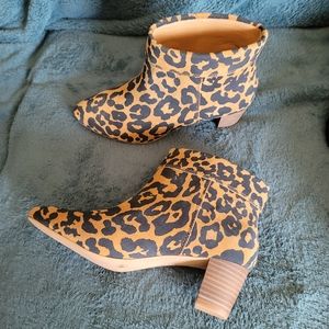 Lucky Brand Zaproka Suede Leopard Print Bootie